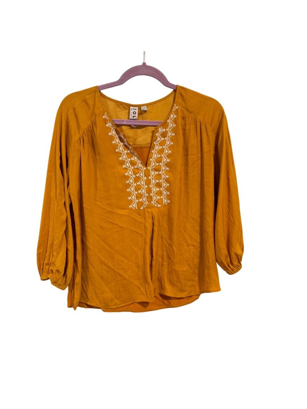 Anthropologie Dolan Yellow Embroidered Boho Peasant Blouse Size S